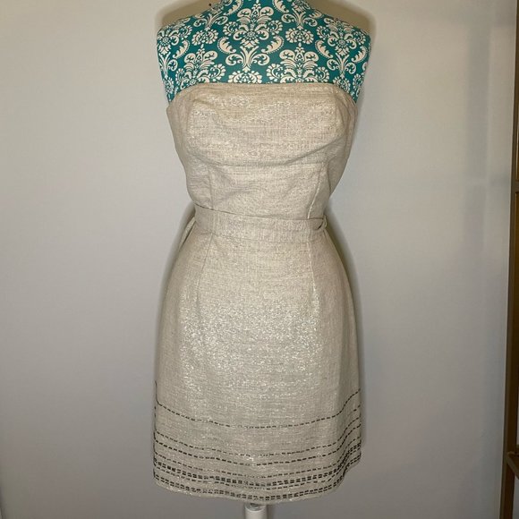 Ann Taylor LOFT Linen Blend Strapless Dress - Picture 1 of 4